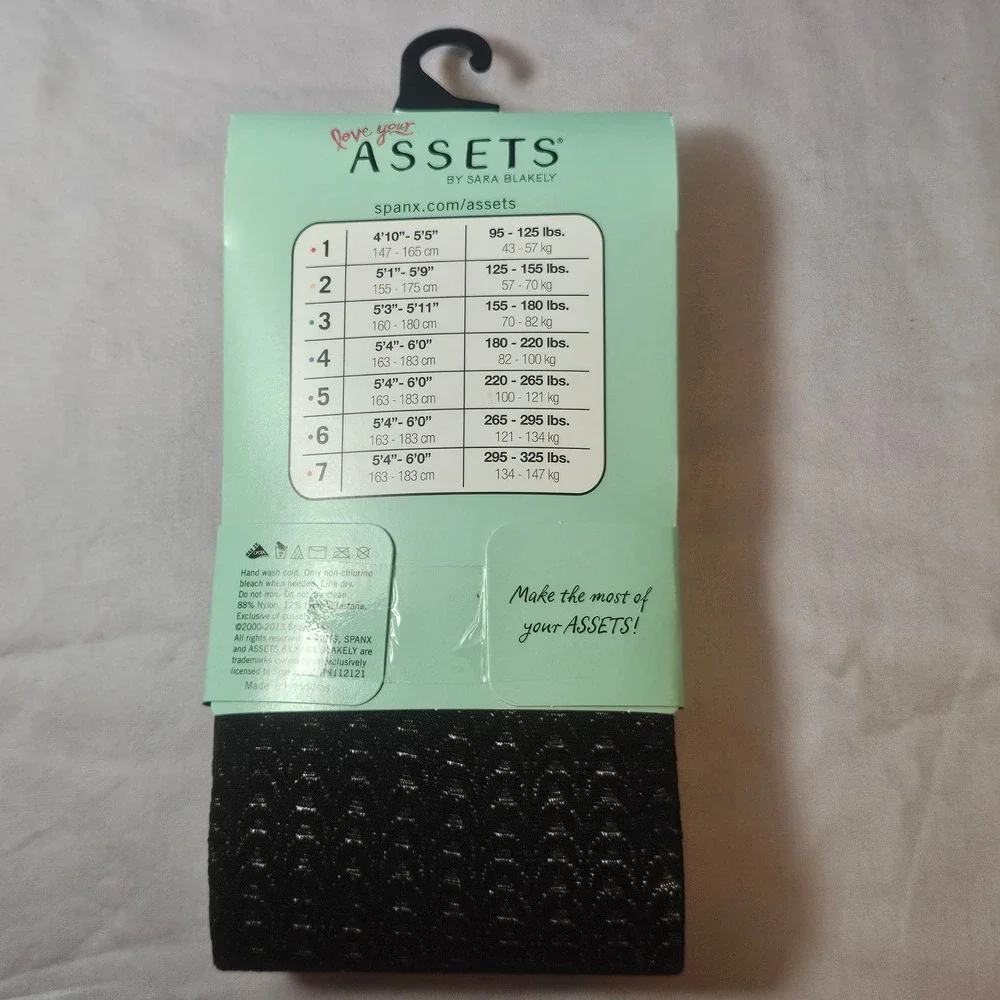 Love Your Assets SPANX Size 2 Black Wish Bone Textured Shaping Tights New 1554